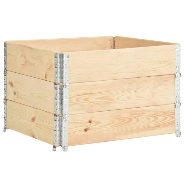 Collar de caja de palés 3 uds madera maciza de pino 100x100 cm