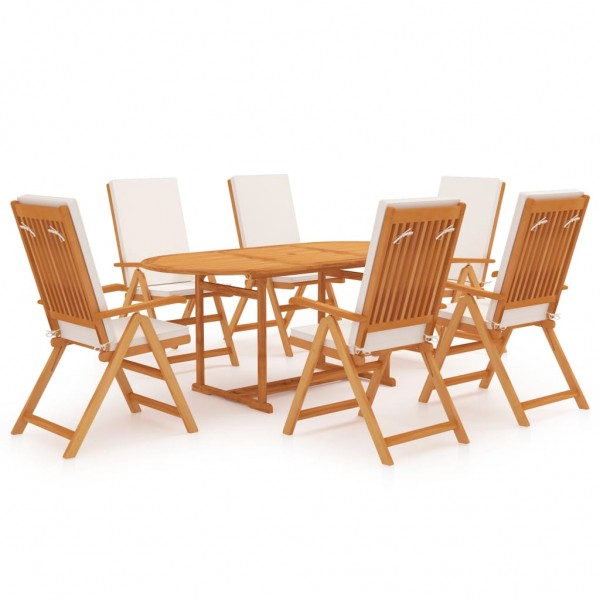 Comedor de jardín 7 piezas con cojines madera maciza de teca