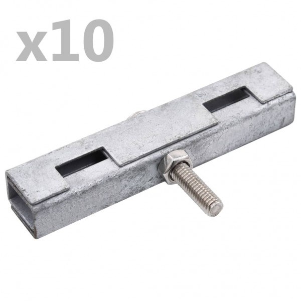 Conector de enrejados en U para jardín 10 sets plateado