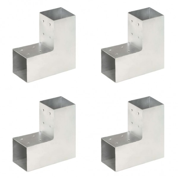 Conectores de postes en L 4 uds metal galvanizado 81x81 mm