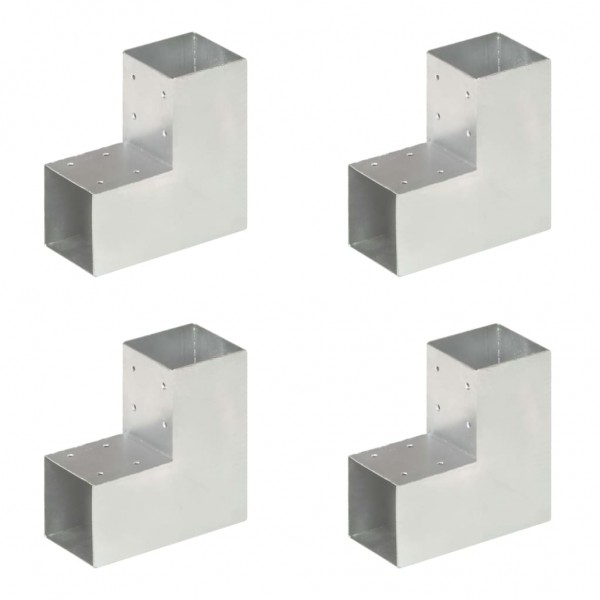 Conectores de postes en L 4 uds metal galvanizado 91x91 mm