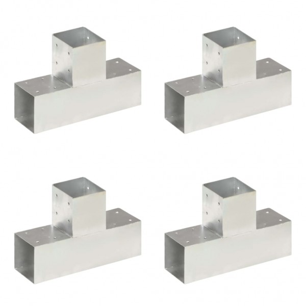Conectores de postes en T 4 uds metal galvanizado 91x91 mm
