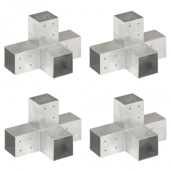 Conectores de postes en X 4 uds metal galvanizado 81x81 mm