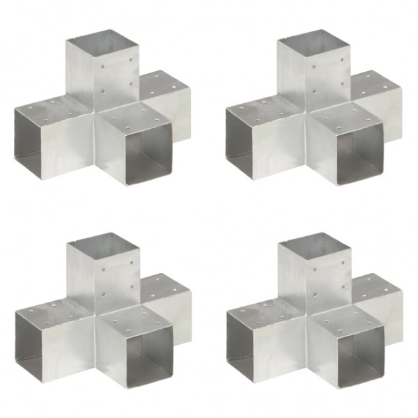 Conectores de postes en X 4 uds metal galvanizado 91x91 mm