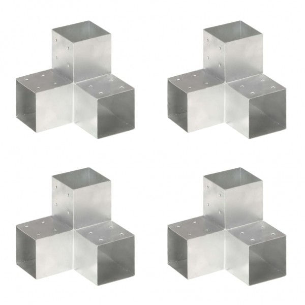 Conectores de postes en Y 4 uds metal galvanizado 101x101 mm