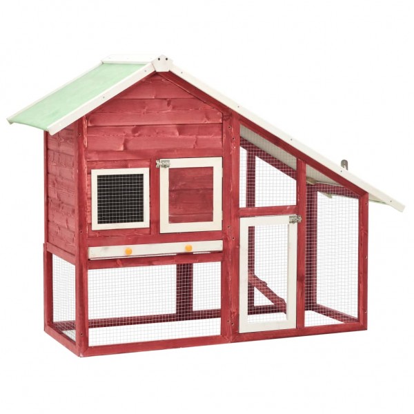 Conejera de madera maciza de abeto rojo y blanco 140x63x120 cm