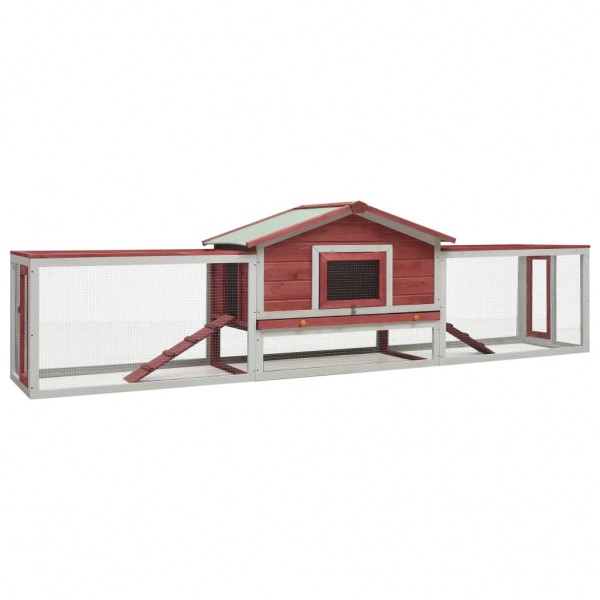 Conejera de madera maciza de pino y abeto rojo 310x70x87 cm