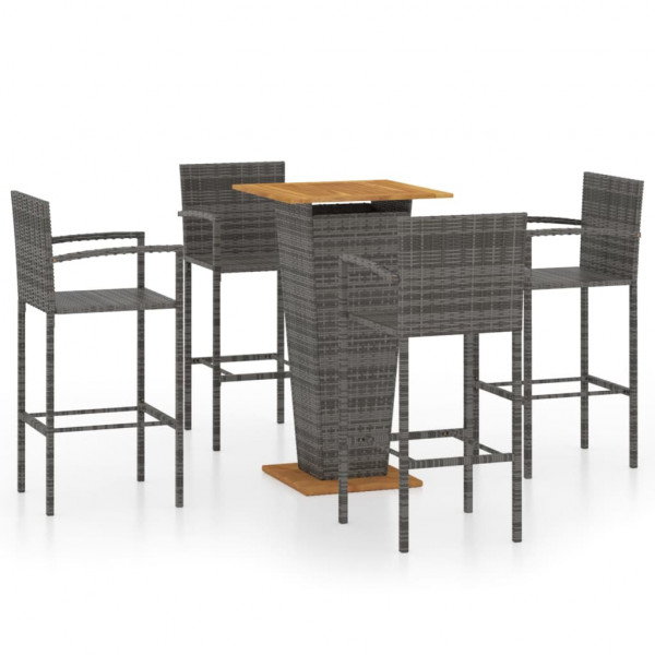 Conjunto de bar para jardín 5 piezas gris