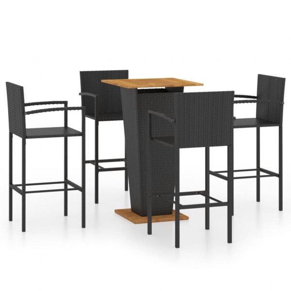 Conjunto de bar para jardín 5 piezas negro