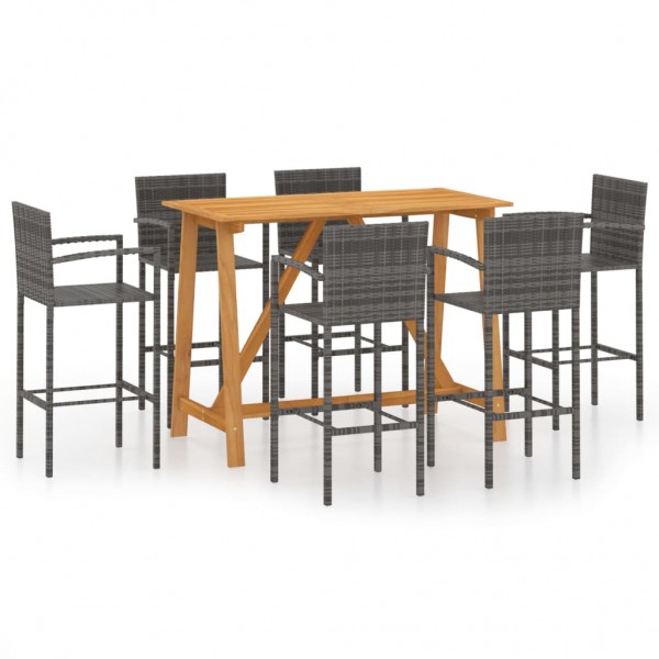 Conjunto de bar para jardín 7 piezas gris