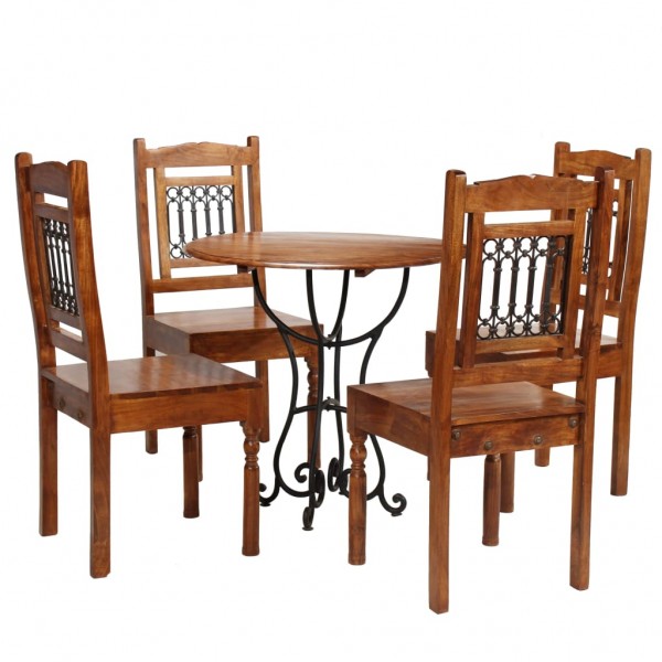 Conjunto de comedor 5 piezas madera acacia acabado sheesham