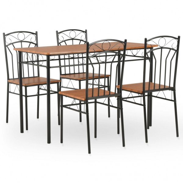 Conjunto de comedor de 5 piezas MDF y acero marrón