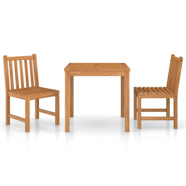 Conjunto de comedor de jardín 3 piezas madera maciza de teca