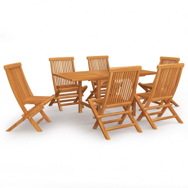 Conjunto de comedor de jardín 7 piezas madera maciza de teca