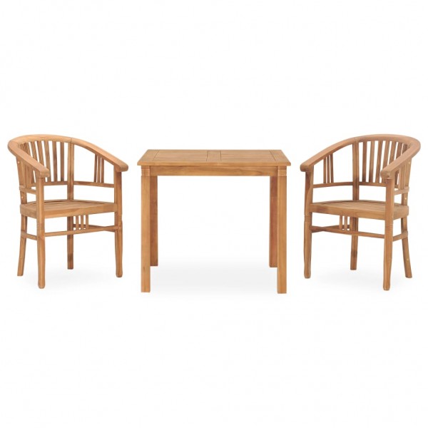 Conjunto de comedor para jardín 3 piezas madera maciza de teca