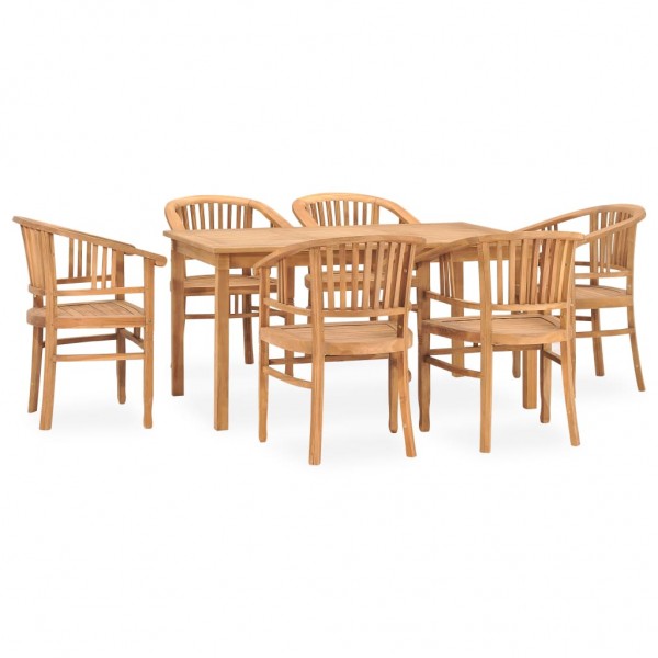 Conjunto de comedor para jardín 7 piezas madera maciza de teca