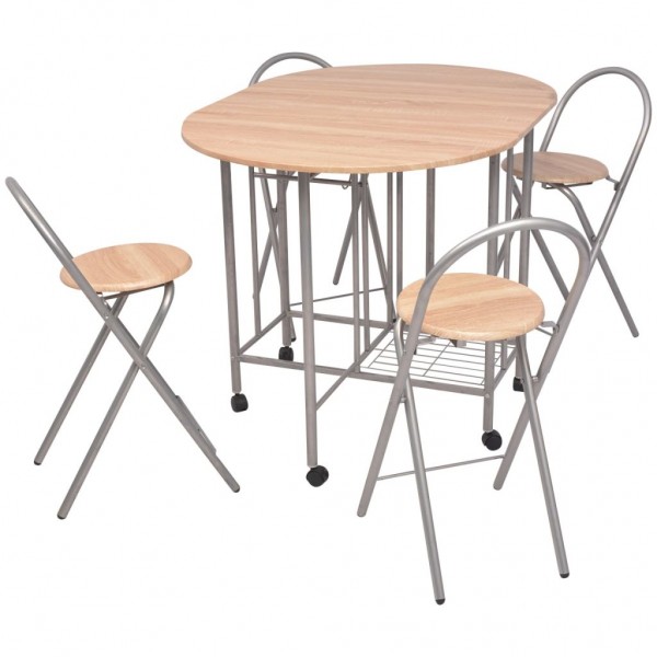 Conjunto de comedor plegable 5 piezas MDF
