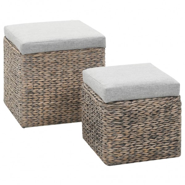Conjunto de otomanas 2 piezas hierba marina gris