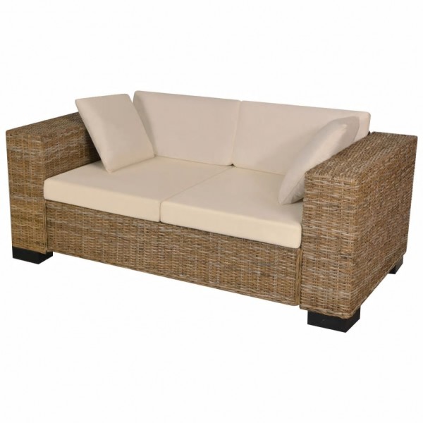 Conjunto de sofá de dos plazas 7 piezas ratán real