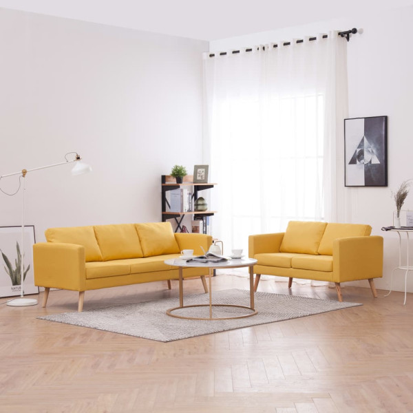 Conjunto de sofás 2 piezas tela amarillo