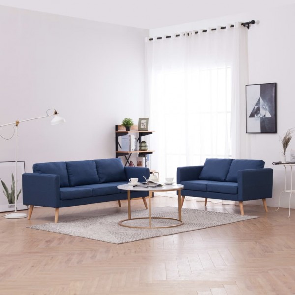 Conjunto de sofás 2 piezas tela azul