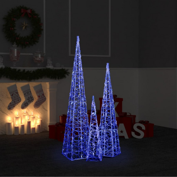 Cono de luz LED decorativo acrílico azul 60/90/120 cm