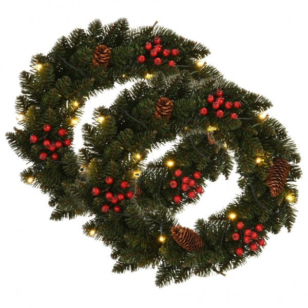 Coronas navideñas 2 unidades con adornos verde 45 cm