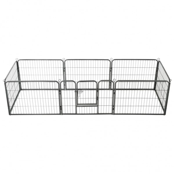 Corral para perros 8 paneles de acero 60x80 cm negro