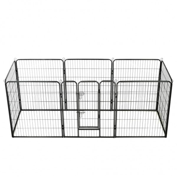 Corral para perros 8 paneles de acero 80x100 cm negro