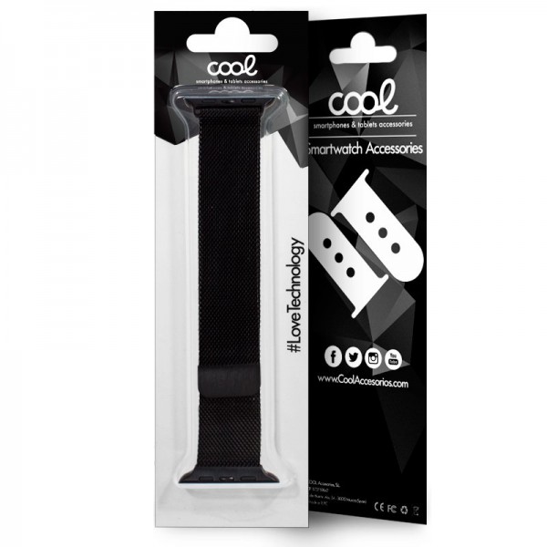 Correa COOL para Apple Watch Series 1 / 2 / 3 / 4 / 5 / 6 / 7 / 8 / 9 / SE (42 / 44 / 45 mm) Metal Negro