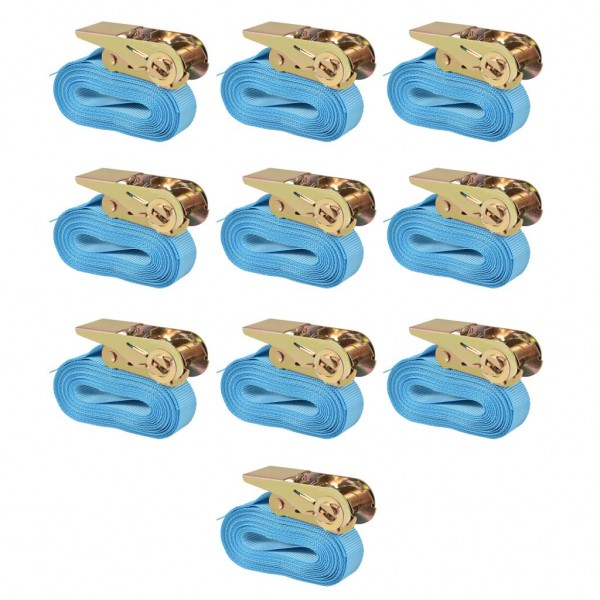 Correas de sujeción de trinquete 10 uds azul 0.8 T 4 m x 25 mm