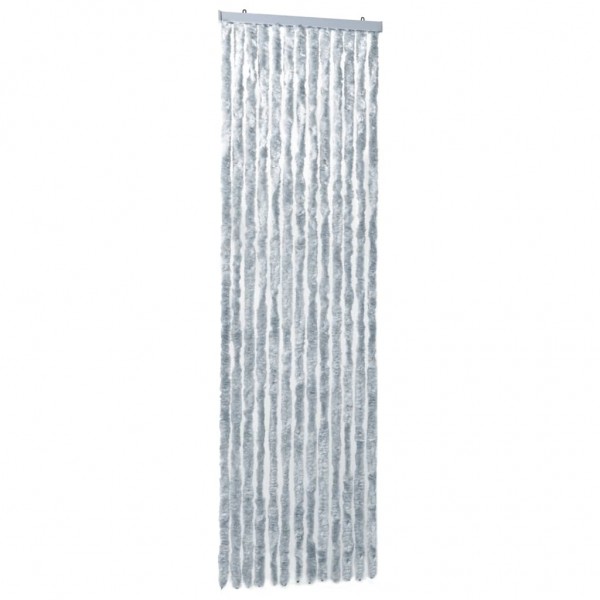 Cortina mosquitera de chenilla blanca y gris 56x185 cm