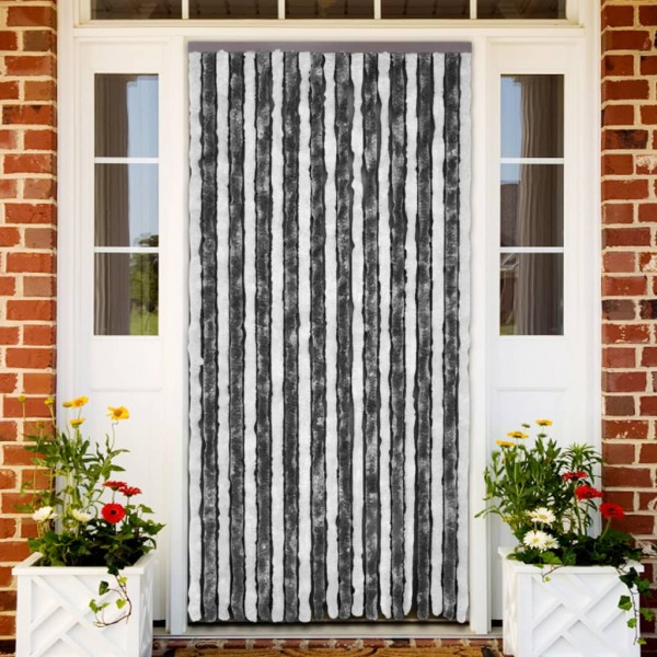 Cortina mosquitera gris y blanco chenilla 120x220 cm
