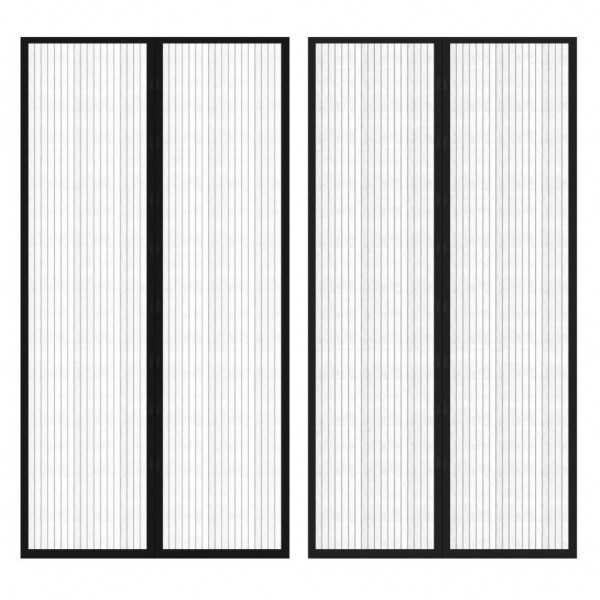 Cortina puerta contra insectos 210x100 cm 2 uds magnética negro