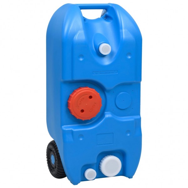 Depósito de agua con ruedas para camping azul 40 L