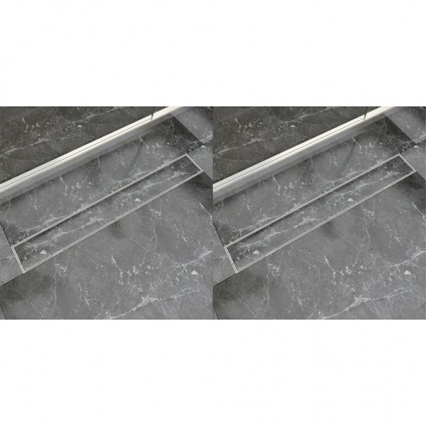 Desagüe lineal de ducha 2 piezas 830x140 mm acero inoxidable