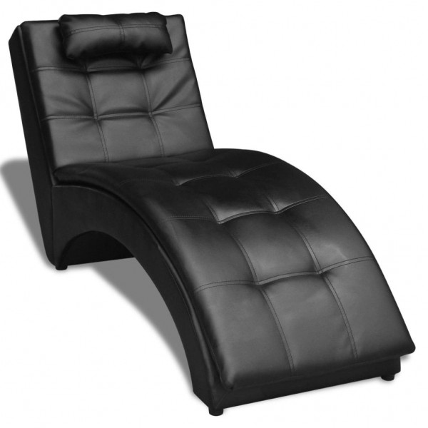 Diván con almohada de cuero sintético negro