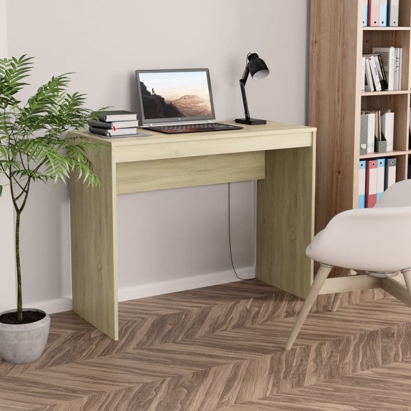 Escritorio de madera contrachapada color roble 90x40x72 cm