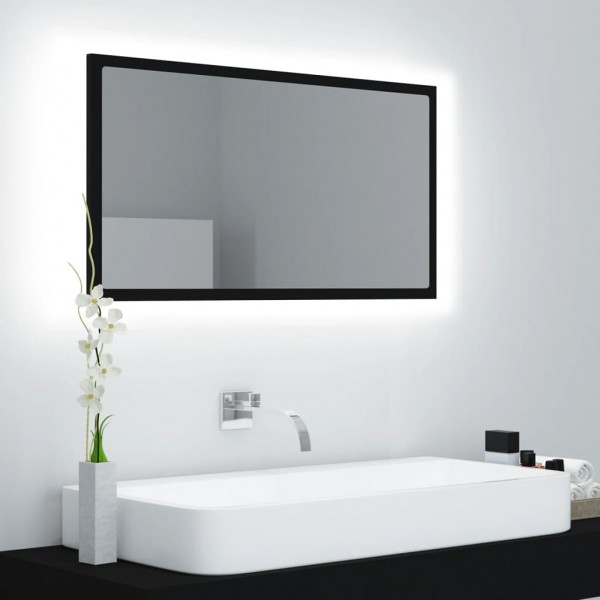 Espejo baño LED negro acrílico 80x8.5x37 cm