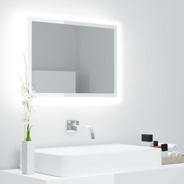 Espejo de baño acrílico blanco brillo 60x8.5x37 cm
