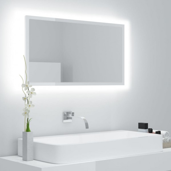 Espejo de baño acrílico blanco brillo 80x8.5x37 cm