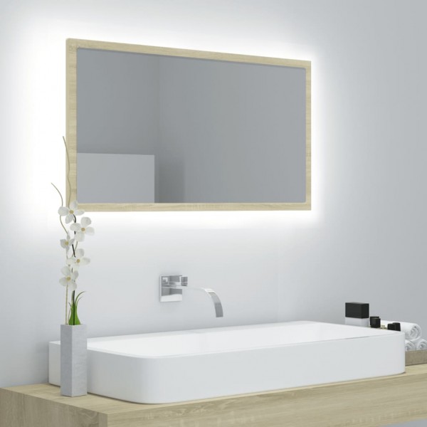 Espejo de baño acrílico color roble Sonoma 80x8.5x37 cm