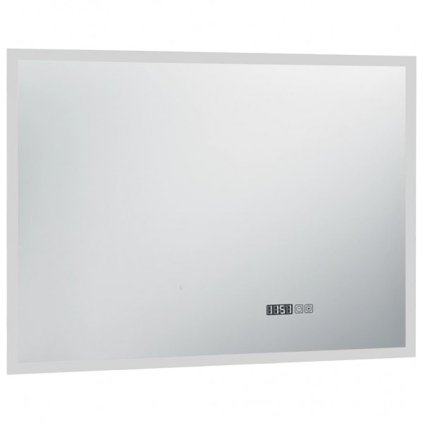 Espejo de baño con LED. sensor táctil y reloj 100x60 cm