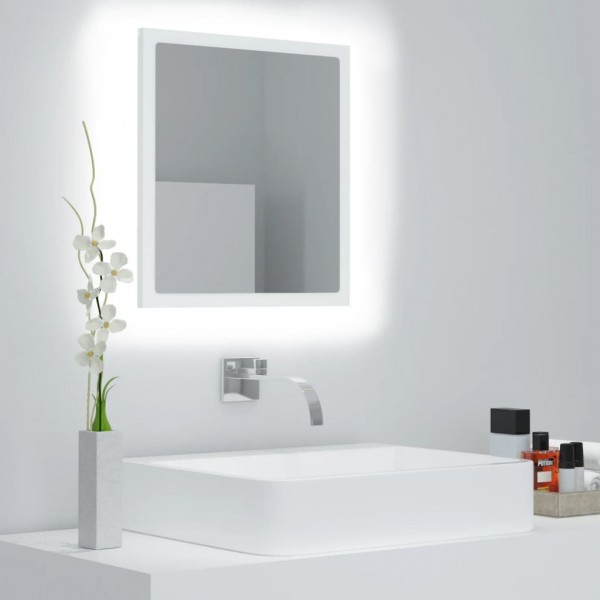 Espejo de baño LED acrílico blanco 40x8.5x37 cm