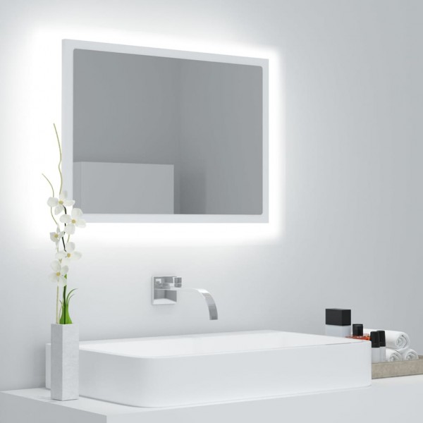 Espejo de baño LED acrílico blanco 60x8.5x37 cm