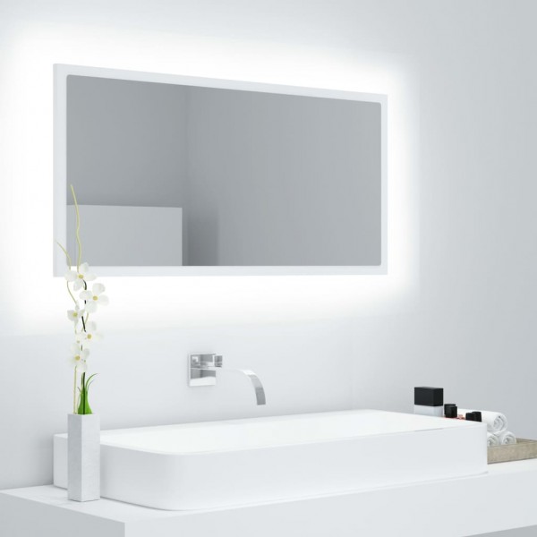 Espejo de baño LED acrílico blanco 90x8.5x37 cm