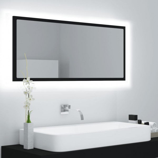 Espejo de baño LED acrílico negro 100x8.5x37 cm
