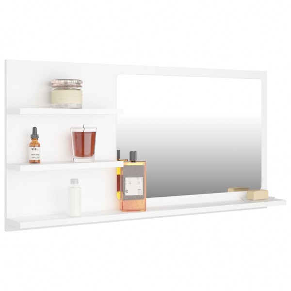 Espejo de baño madera contrachapada blanco 90x10.5x45 cm
