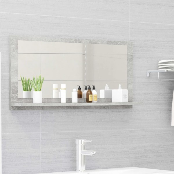 Espejo de baño madera contrachapada gris hormigón 80x10.5x37 cm