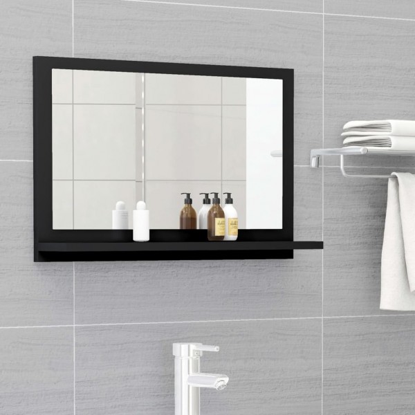 Espejo de baño madera contrachapada negro 60x10.5x37 cm